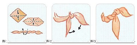 工作服絲巾系法一：海芋結(jié)系法